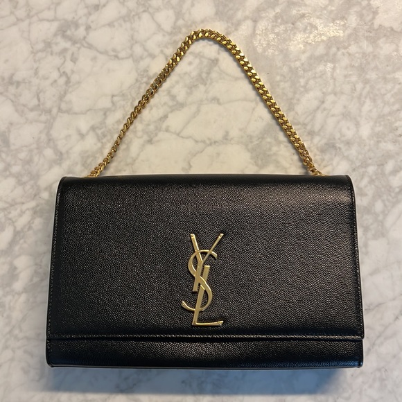Saint Laurent Kate Medium Chain Crossbody Black Gold - Picture 3 of 13